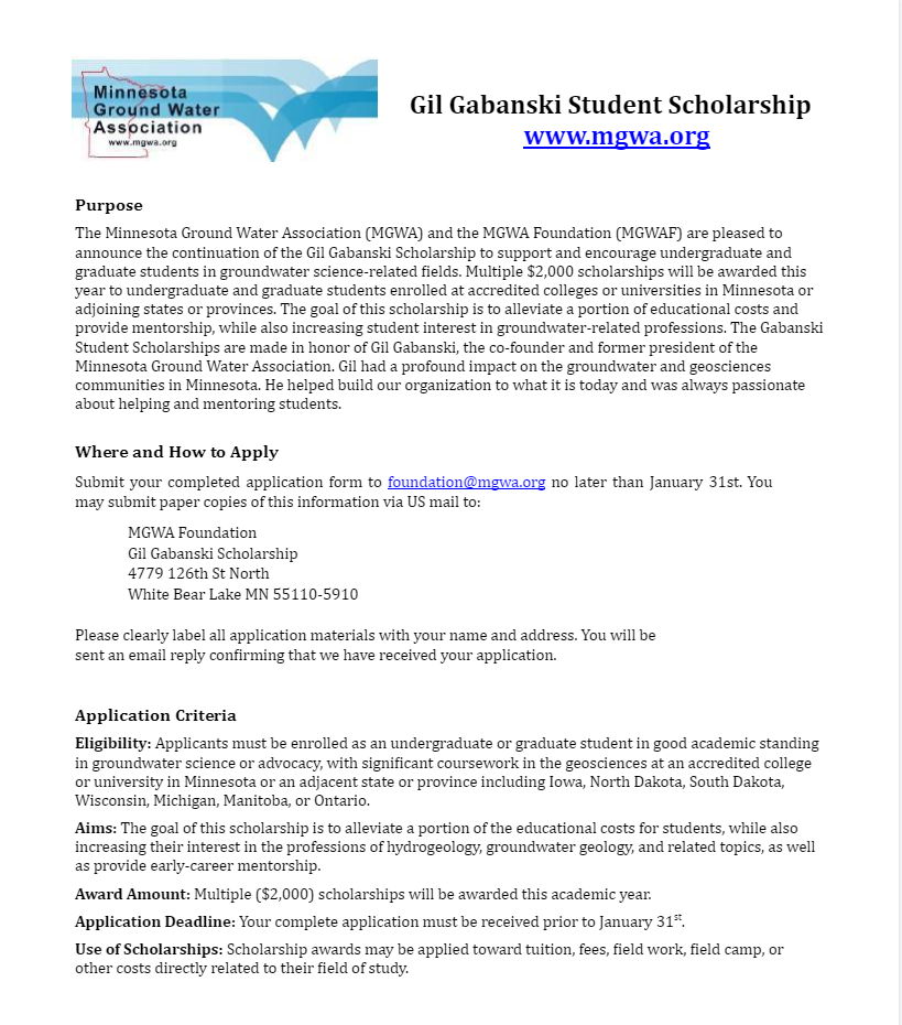 Accepting Applications for the 2024 Gil Gabanski Scholarships