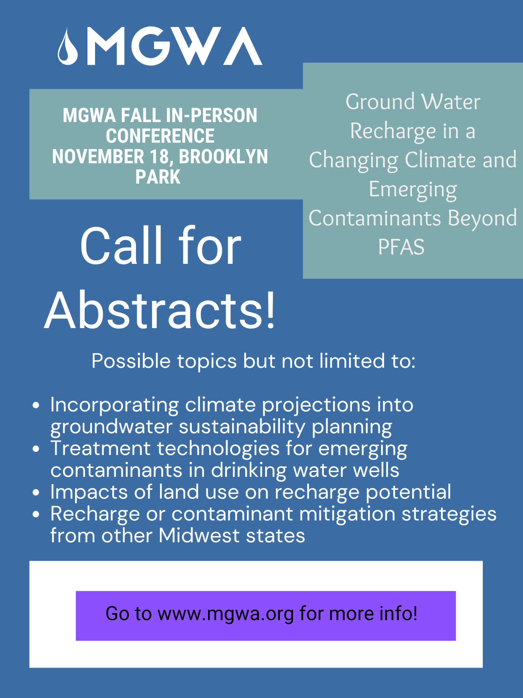 Call for abstracts – MGWA Fall  Conference